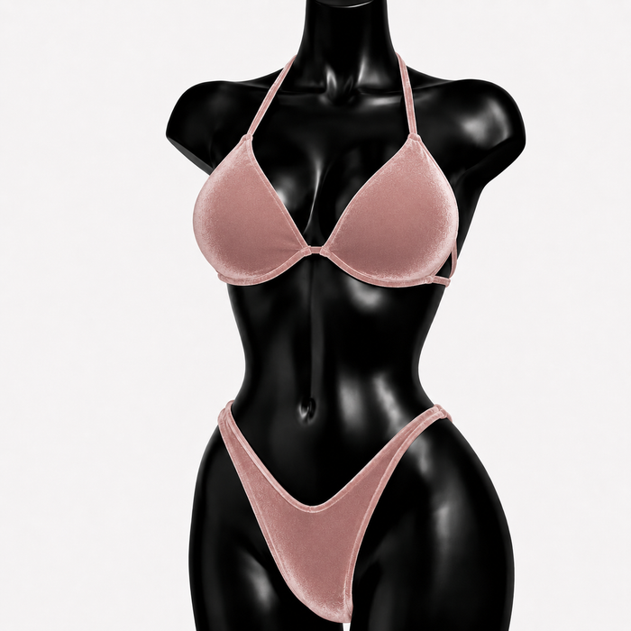Bliss Velvet IFBB Bikini Fitness Posing Suit - Nude