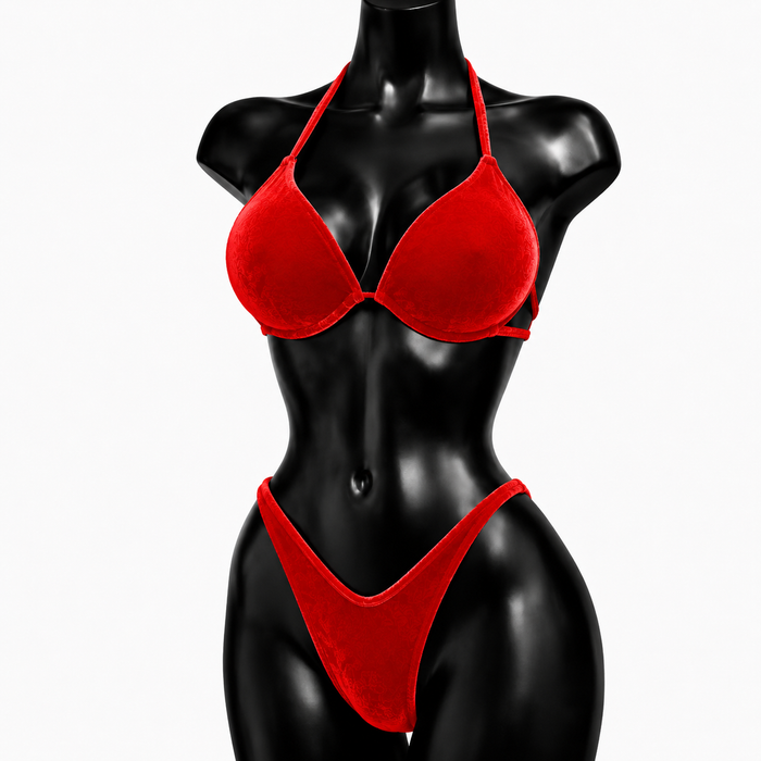Red Velvet IFBB Bikini Fitness Posing Suit - Red